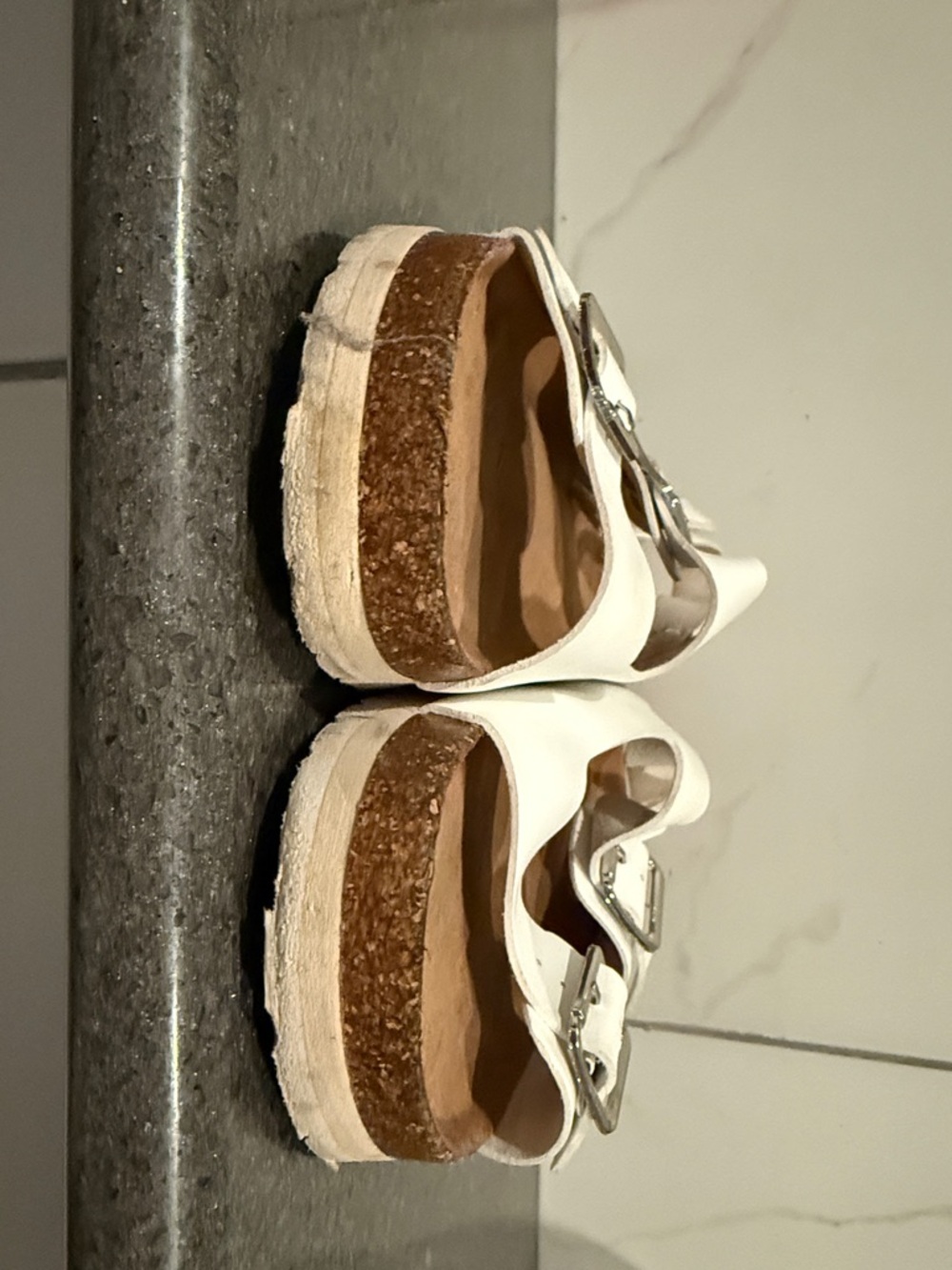 Time and Tru White Double-Buckle Slingback Sandals - Picture 7 of 9